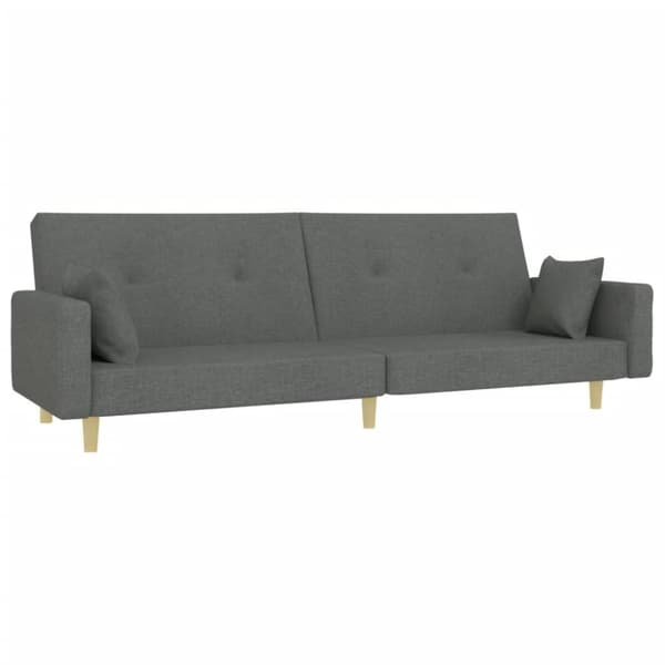 vidaXL Bäddsoffa 2-sits med fotpall mörkgrå tyg