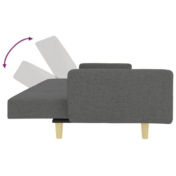 vidaXL Bäddsoffa 2-sits med fotpall mörkgrå tyg