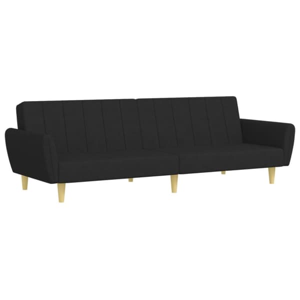 vidaXL Bäddsoffa 2-sits med fotpall svart tyg