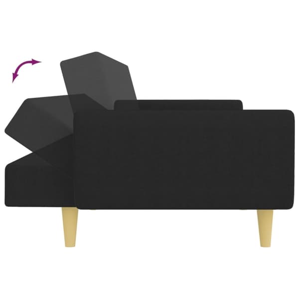 vidaXL Bäddsoffa 2-sits med fotpall svart tyg