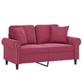 Miniatyrbillede 3 af 8: vidaXL 2-personers sofa med pyntepuder 120 cm velour vinrød