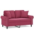 Miniatyrbillede 2 af 8: vidaXL 2-personers sofa med pyntepuder 120 cm velour vinrød