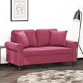 Miniatyrbillede 1 af 8: vidaXL 2-personers sofa med pyntepuder 120 cm velour vinrød