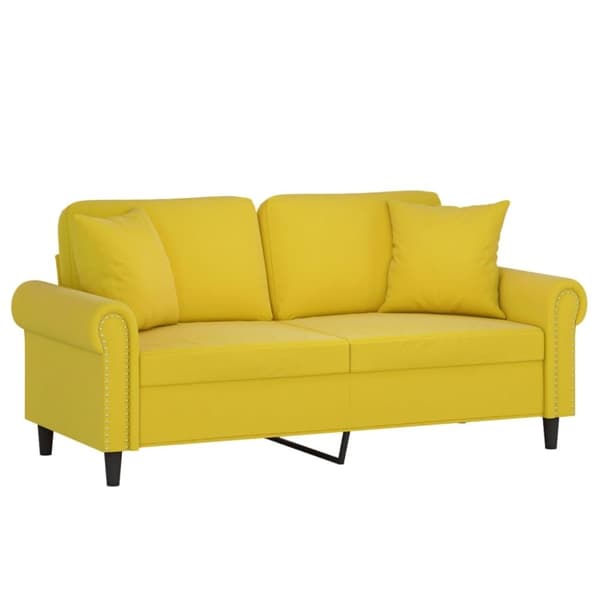 vidaXL 2-sitssoffa med prydnadskuddar gul 140 cm sammet