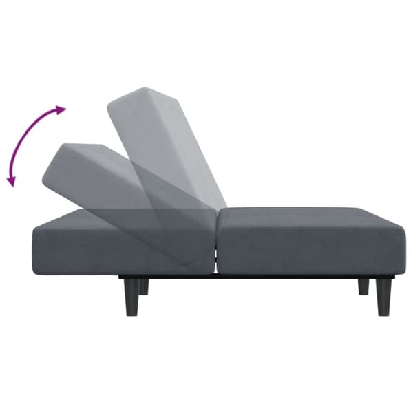 vidaXL Bäddsoffa 2-sits med fotpall mörkgrå sammet