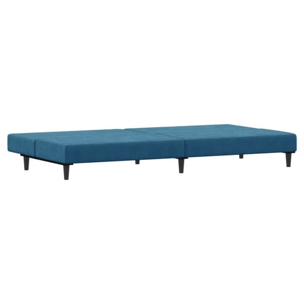 vidaXL Bäddsoffa 2-sits med fotpall blå sammet