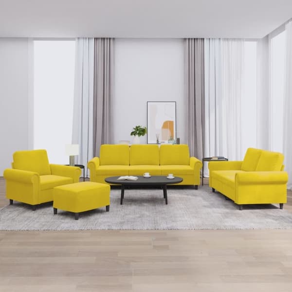 vidaXL sofasæt 4 dele med hynder velour gul