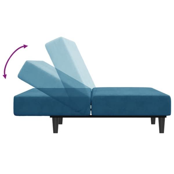 vidaXL 2-personers sovesofa med fodskammel velour blå