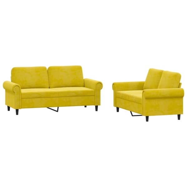 vidaXL sofasæt 2 dele med hynder velour gul