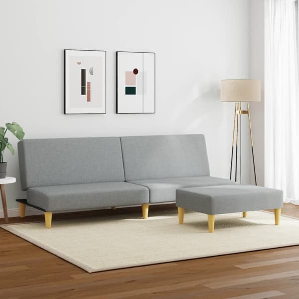 vidaXL 2-personers sovesofa med fodskammel stof lysegrå