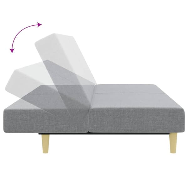 vidaXL Bäddsoffa 2-sits med fotpall ljusgrå tyg