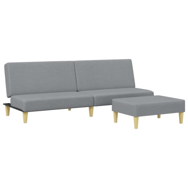 vidaXL Bäddsoffa 2-sits med fotpall ljusgrå tyg