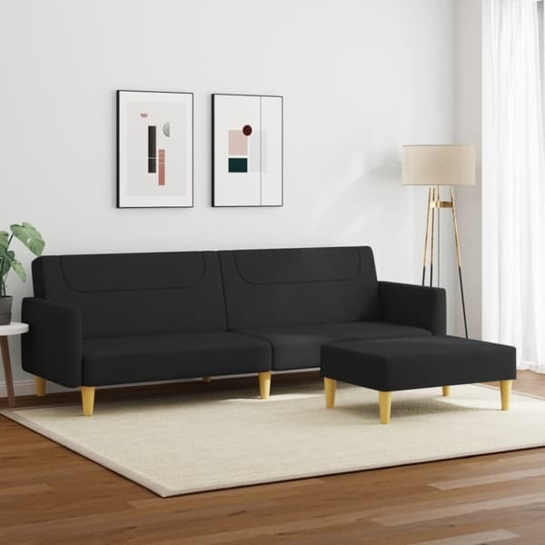 vidaXL 2-personers sovesofa med fodskammel stof stof