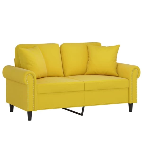 vidaXL 2-personers sofa med pyntepuder 120 cm velour gul