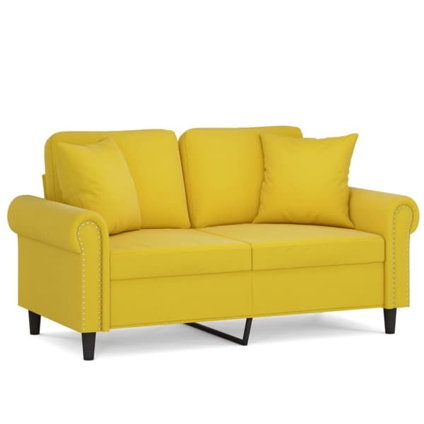 vidaXL 2-personers sofa med pyntepuder 120 cm velour gul