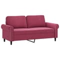 Miniatyrbillede 3 af 7: vidaXL sofasæt 2 dele med hynder velour vinrød
