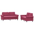 Miniatyrbillede 2 af 7: vidaXL sofasæt 2 dele med hynder velour vinrød