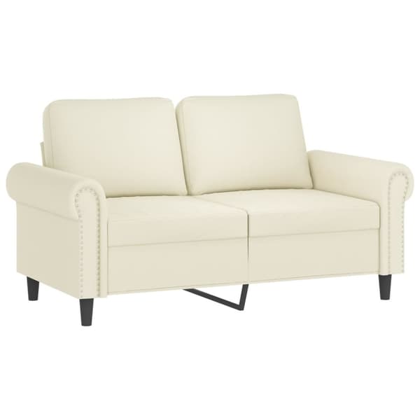 vidaXL 2-sitssoffa med prydnadskuddar gräddvit 120 cm sammet
