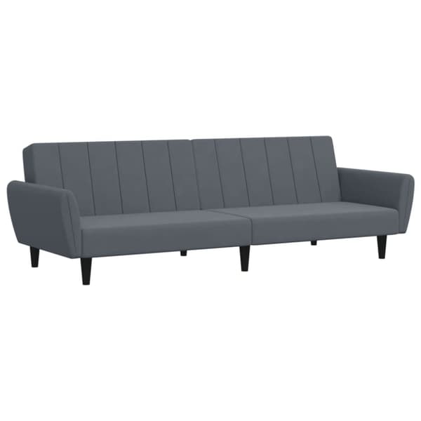 vidaXL Bäddsoffa 2-sits med fotpall mörkgrå sammet