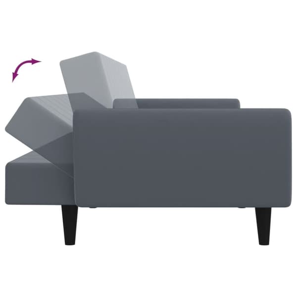 vidaXL Bäddsoffa 2-sits med fotpall mörkgrå sammet