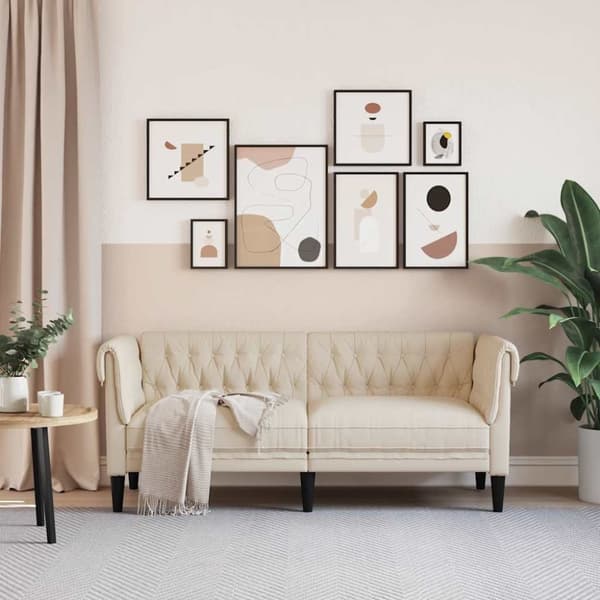 vidaXL 2-personers chesterfieldsofa hør
