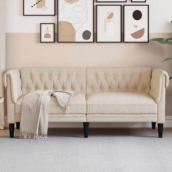 vidaXL 2-personers chesterfieldsofa hør