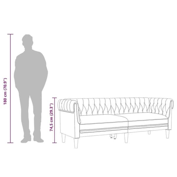 vidaXL 3-personers Chesterfield-sofa stof gråbrun