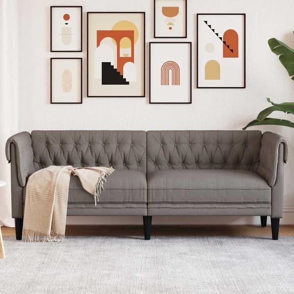 vidaXL Chesterfieldsoffa 3-sits taupe tyg