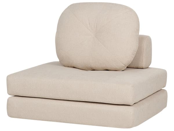 Bäddsoffa Beige Tygklädsel Enkelsoffa Utfällbar Divan Dagbädd med Dyna Modern Design Sovrum Vardagsrum