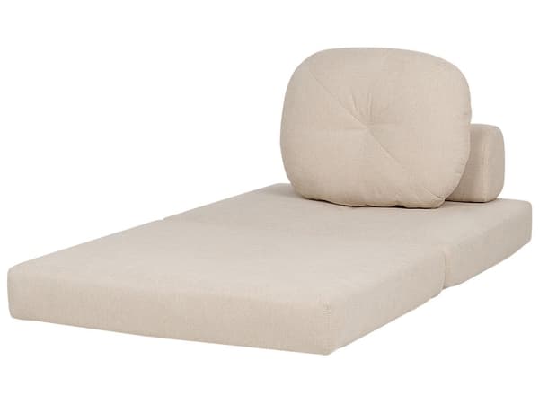 Bäddsoffa Beige Tygklädsel Enkelsoffa Utfällbar Divan Dagbädd med Dyna Modern Design Sovrum Vardagsrum