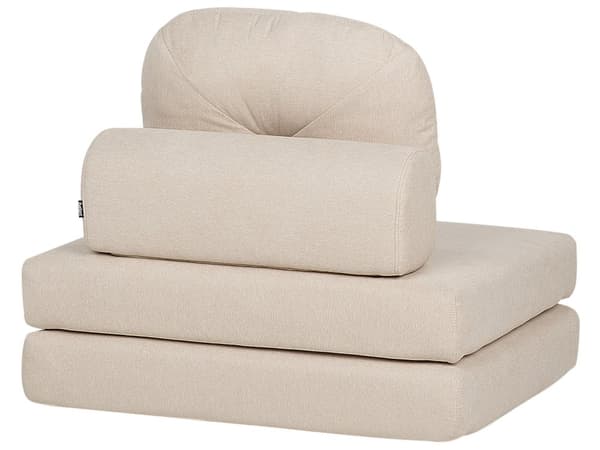 Bäddsoffa Beige Tygklädsel Enkelsoffa Utfällbar Divan Dagbädd med Dyna Modern Design Sovrum Vardagsrum