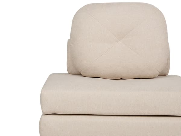 Bäddsoffa Beige Tygklädsel Enkelsoffa Utfällbar Divan Dagbädd med Dyna Modern Design Sovrum Vardagsrum