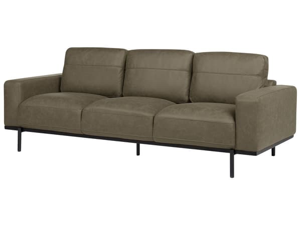 Sofa Svart Kunstskinn Metallben 215 x 87 x 72 cm 3-seters Klassisk Sofa Sofa Stue Moderne