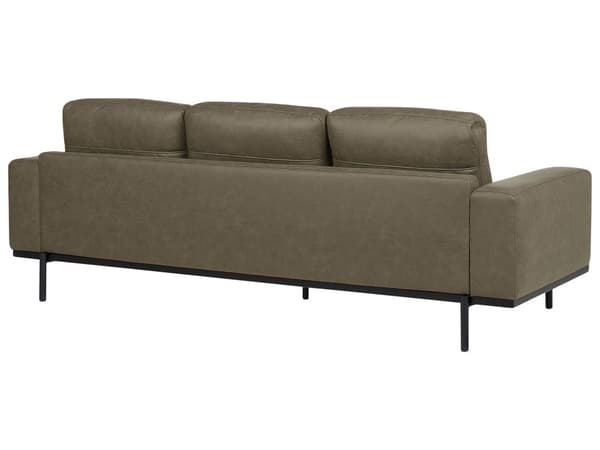 Sofa Svart Kunstskinn Metallben 215 x 87 x 72 cm 3-seters Klassisk Sofa Sofa Stue Moderne