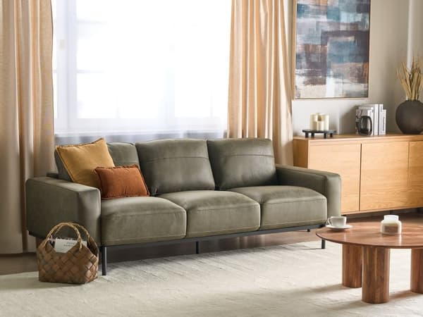 Sofa Svart Kunstskinn Metallben 215 x 87 x 72 cm 3-seters Klassisk Sofa Sofa Stue Moderne