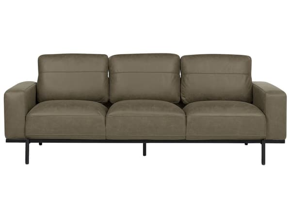 Sofa Svart Kunstskinn Metallben 215 x 87 x 72 cm 3-seters Klassisk Sofa Sofa Stue Moderne
