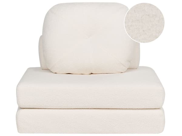 Sofa Puff Seng Hvit boucle Møbeltrekk Enkel sovesofa utfellbar stol seng med pute Moderne design