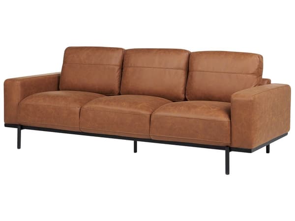 Sofa Svart Kunstskinn Metallben 215 x 87 x 72 cm 3-seters Klassisk Sofa Sofa Stue Moderne