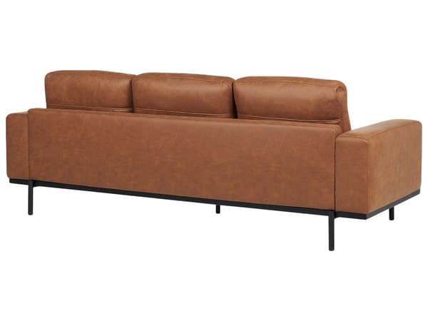 Sofa Svart Kunstskinn Metallben 215 x 87 x 72 cm 3-seters Klassisk Sofa Sofa Stue Moderne