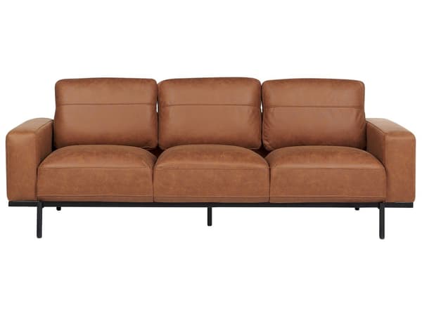 Sofa Svart Kunstskinn Metallben 215 x 87 x 72 cm 3-seters Klassisk Sofa Sofa Stue Moderne