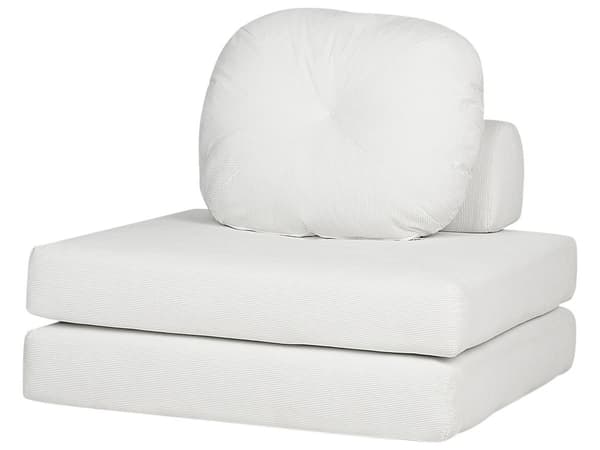 Sofa Puff Seng Hvit kordfløyel Polstring Enkelt Sovesofa Utfellbar Stol Seng med Pute Moderne Design