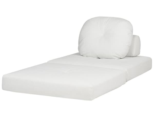 Sofa Puff Seng Hvit kordfløyel Polstring Enkelt Sovesofa Utfellbar Stol Seng med Pute Moderne Design