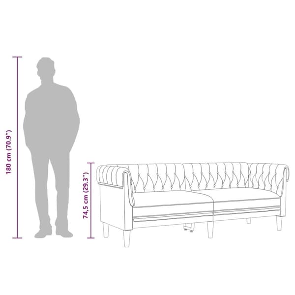 vidaXL 3-personers Chesterfield-sofa stof sort