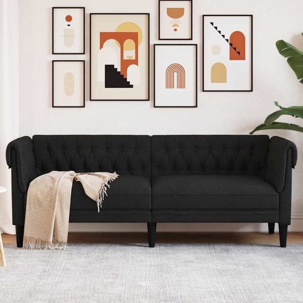 vidaXL 3-personers Chesterfield-sofa stof sort