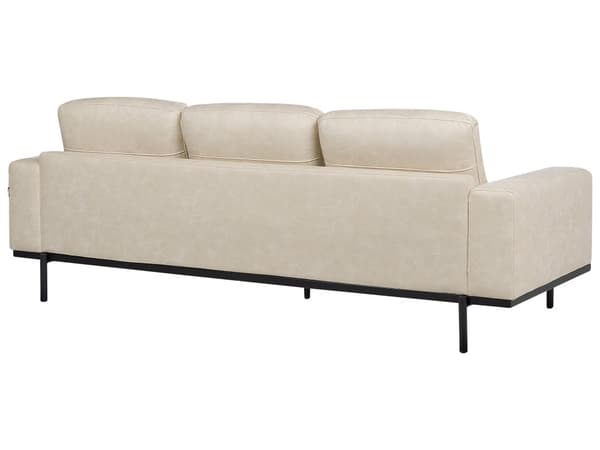 Sofa creme beige 3-personers polstret stof med metalben aftagelige hyndebetræk moderne stil