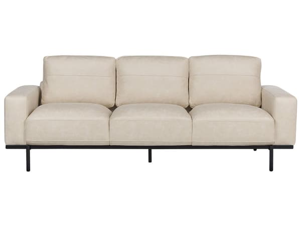 Sofa creme beige 3-personers polstret stof med metalben aftagelige hyndebetræk moderne stil