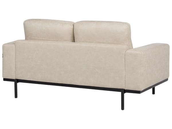 Sofa creme beige 2-personers polstret stof med metalben aftagelige hyndebetræk moderne stil