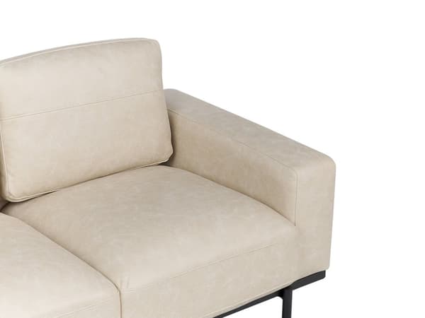 Sofa creme beige 2-personers polstret stof med metalben aftagelige hyndebetræk moderne stil