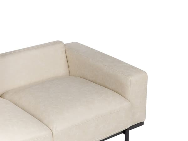 Sofa creme beige 2-personers polstret stof med metalben aftagelige hyndebetræk moderne stil