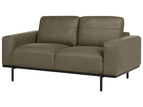 Sofa grøn 2-personers polstret stof med metalben aftagelige hyndebetræk moderne stil